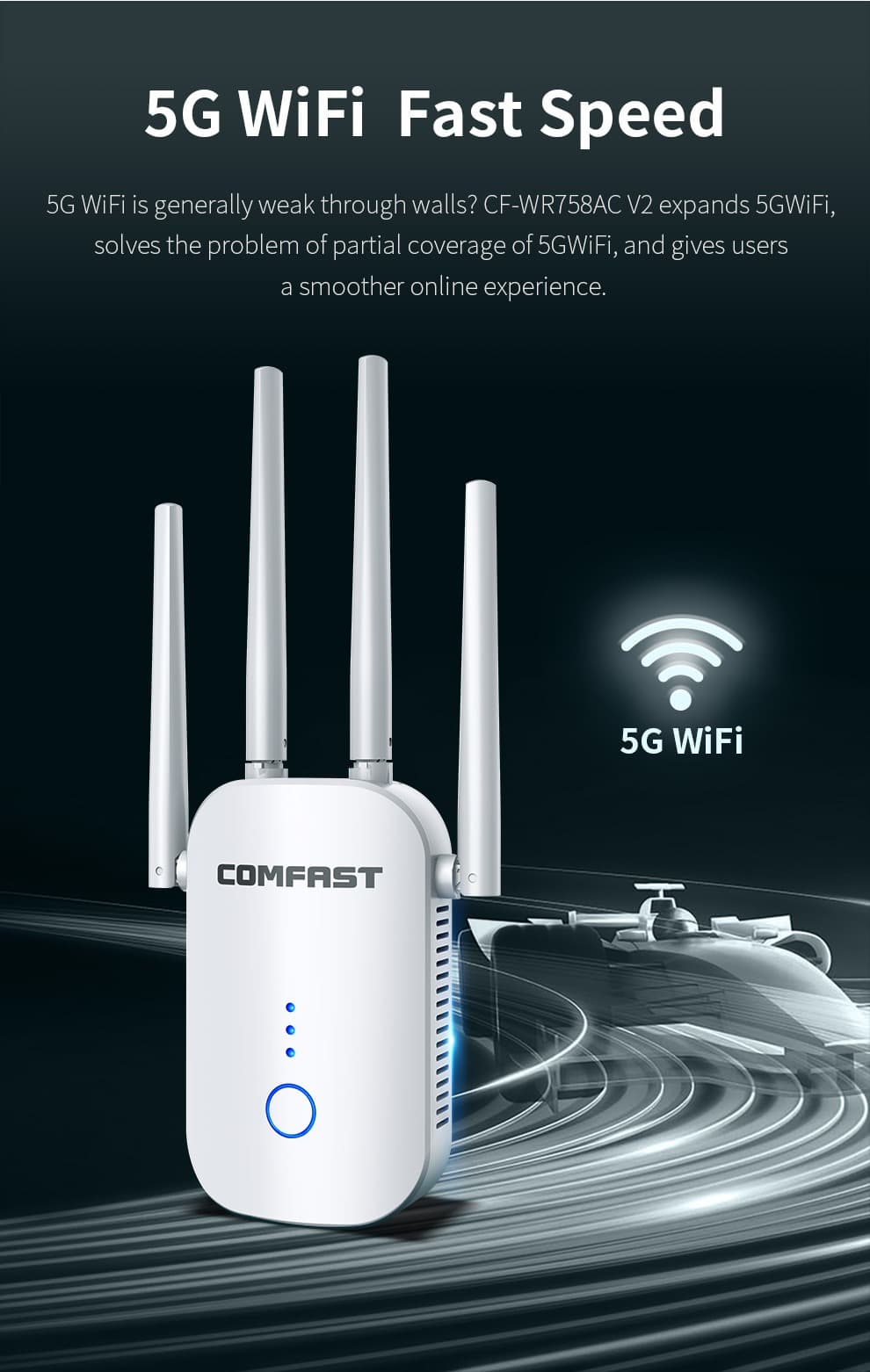 , COMFAST CF-WR758AC : WiFi Repeater, συμβατό με 5Ghz Wifi δίκτυα και με θύρα Ethernet στα 31.3€, TechWar.gr
