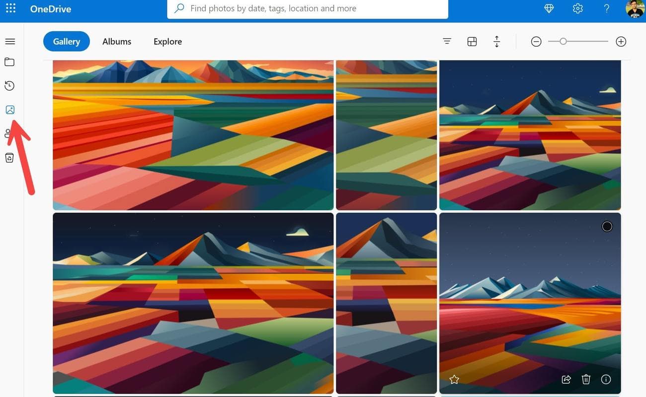 OneDrive Photos που εμφανίζει τη συλλογή φωτογραφιών