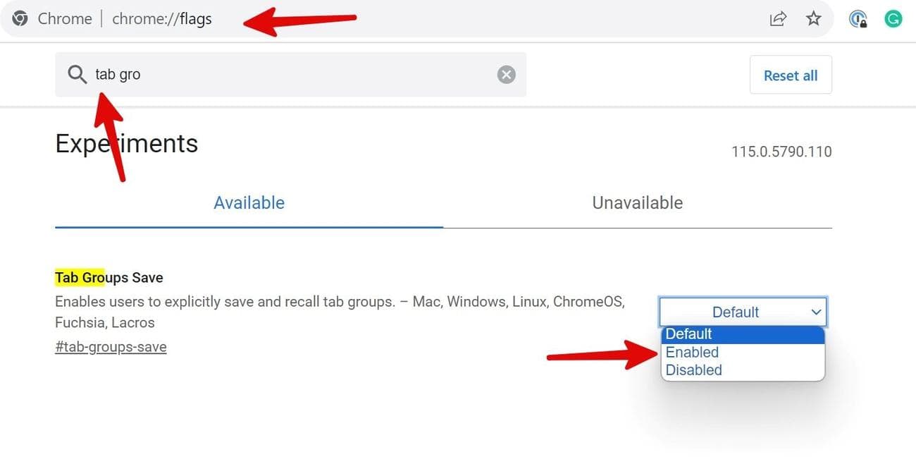 αποθήκευση ομάδων στο Chrome
