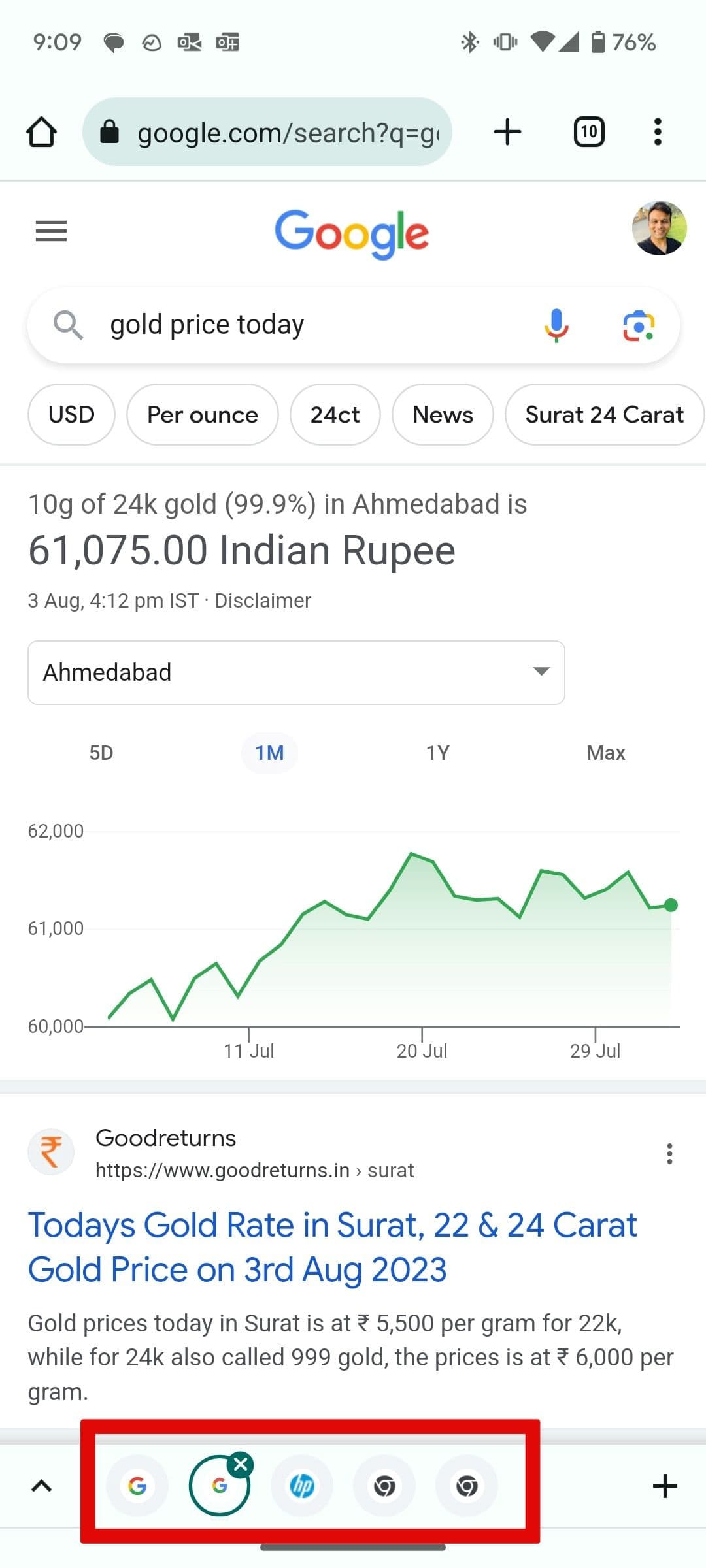 ομάδες καρτελών σε δράση στο Chrome Android