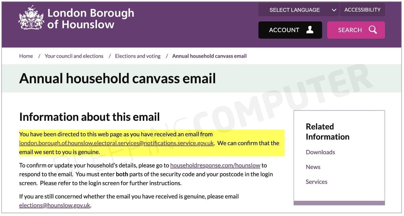 Το Συμβούλιο του Hounslow επιβεβαιώνει ότι ο τομέας είναι νόμιμος