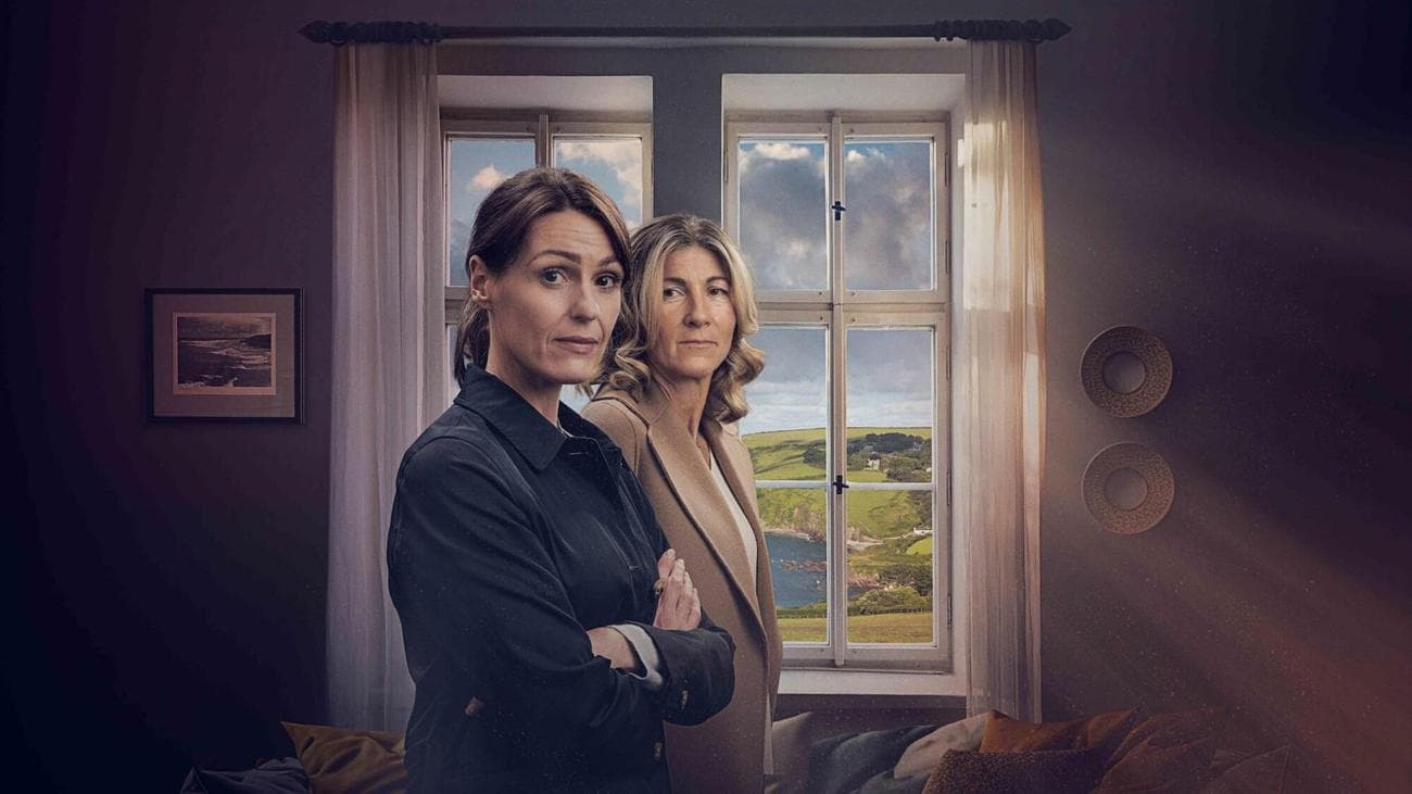 Suranne Jones and Eve Best stand inside a house on the Isle of Man in the show "Maryland"