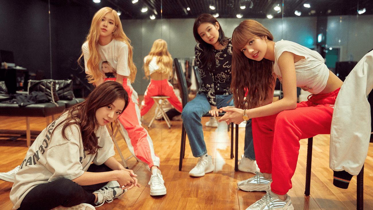 BLACKPINK pose in the studio.
