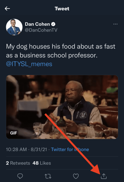 Στιγμιότυπο οθόνης Twitter ενός tweet με το 