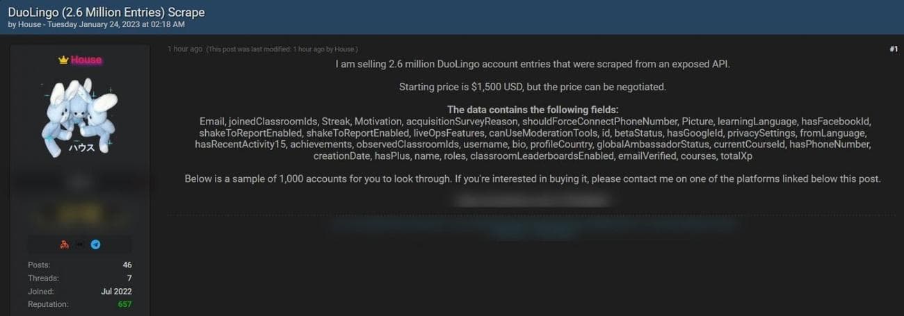 , Αποκομμένα δεδομένα 2,6 εκατομμυρίων χρηστών του Duolingo που κυκλοφόρησαν στο φόρουμ hacking, TechWar.gr