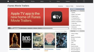 Ιστοσελίδα τρέιλερ ταινιών itunes