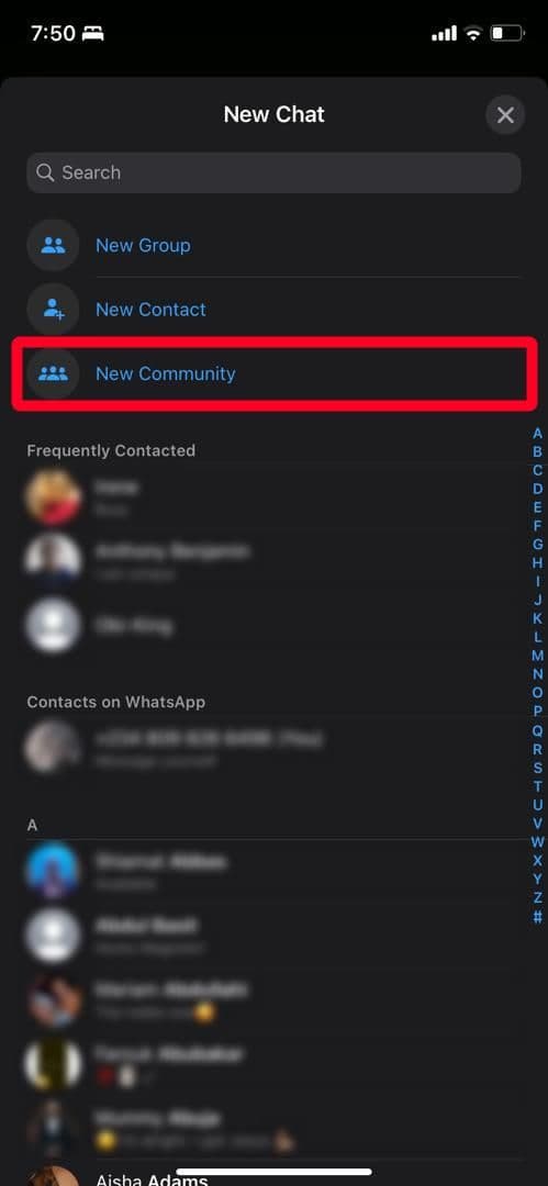 create WhatsApp community on iPhone