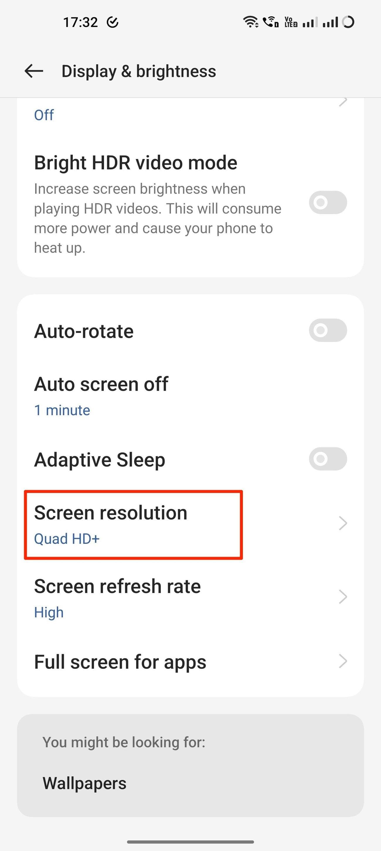 Επιλογέας ανάλυσης οθόνης OnePlus 11 OxygenOS 13