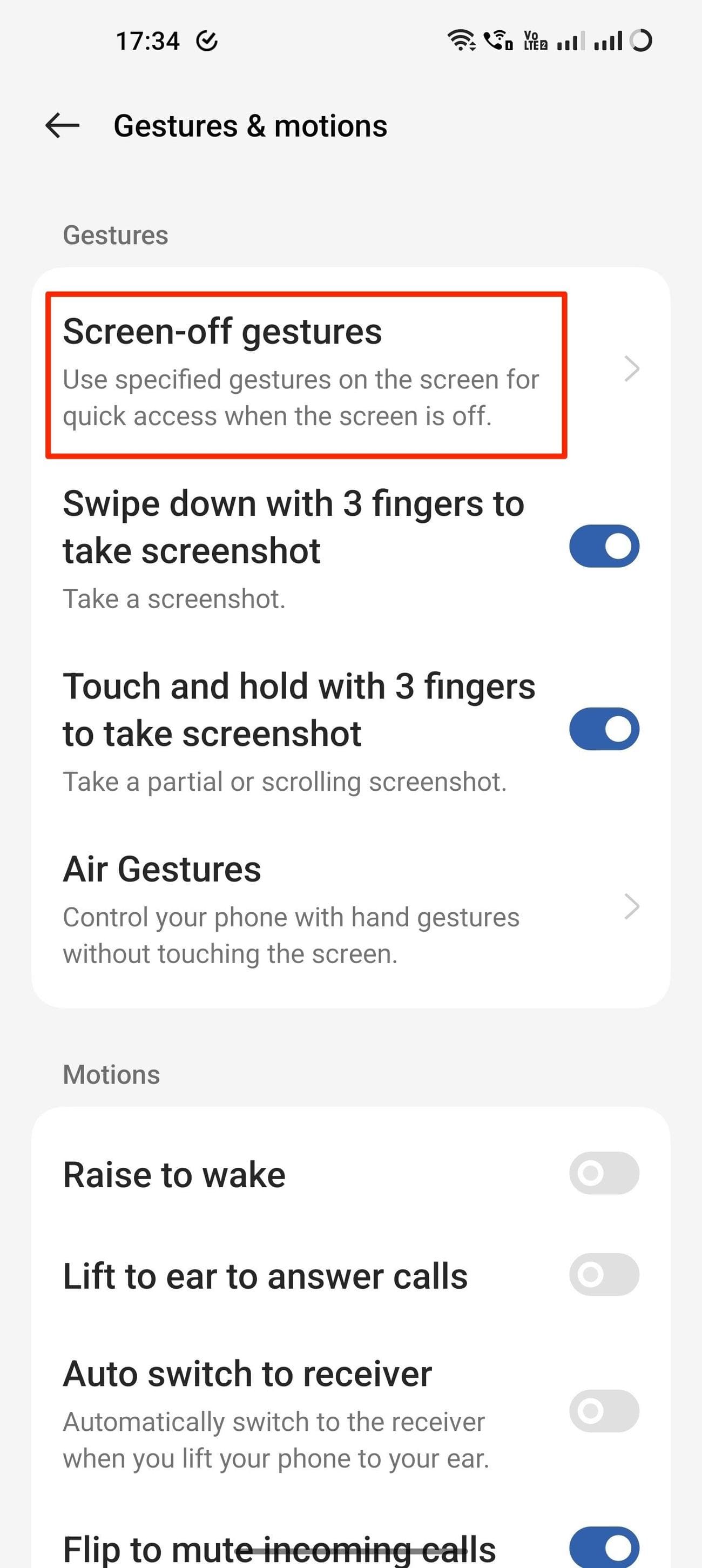 Ρυθμίσεις χειρονομιών απενεργοποίησης οθόνης OnePlus 11 OxygenOS 13