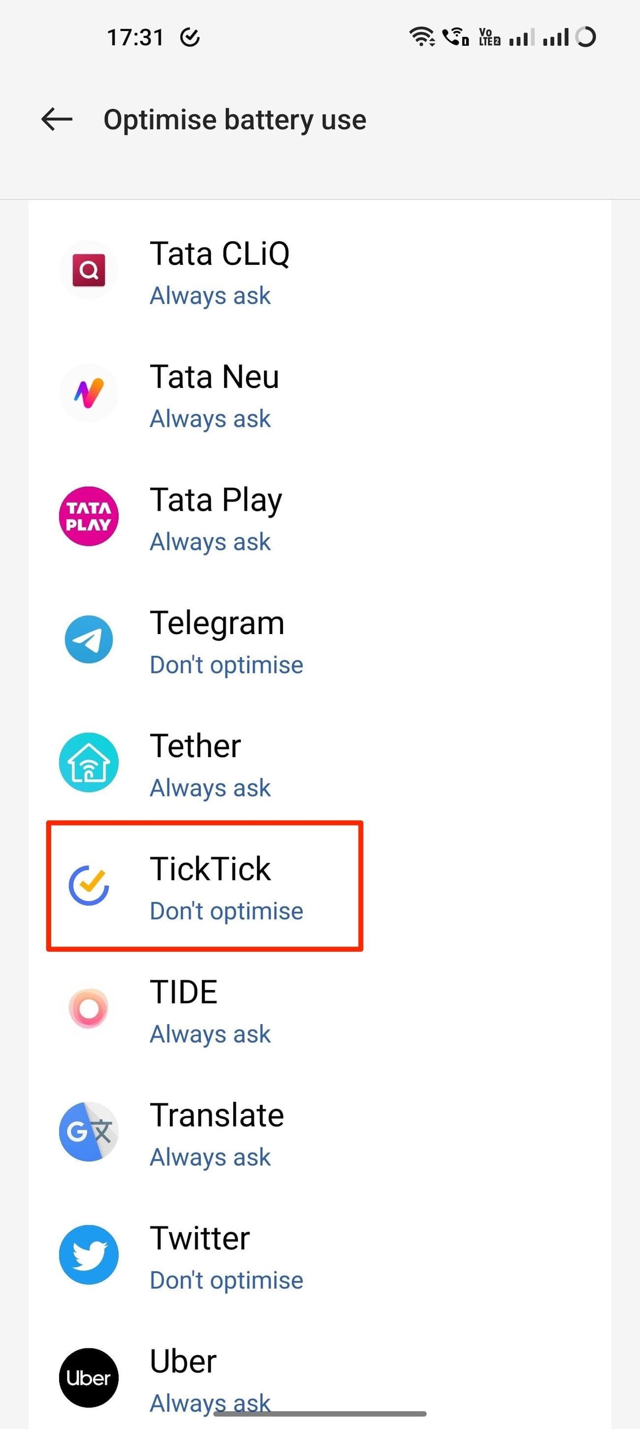 Σελίδα εφαρμογής βελτιστοποίησης μπαταρίας OnePlus 11 OxygenOS 13