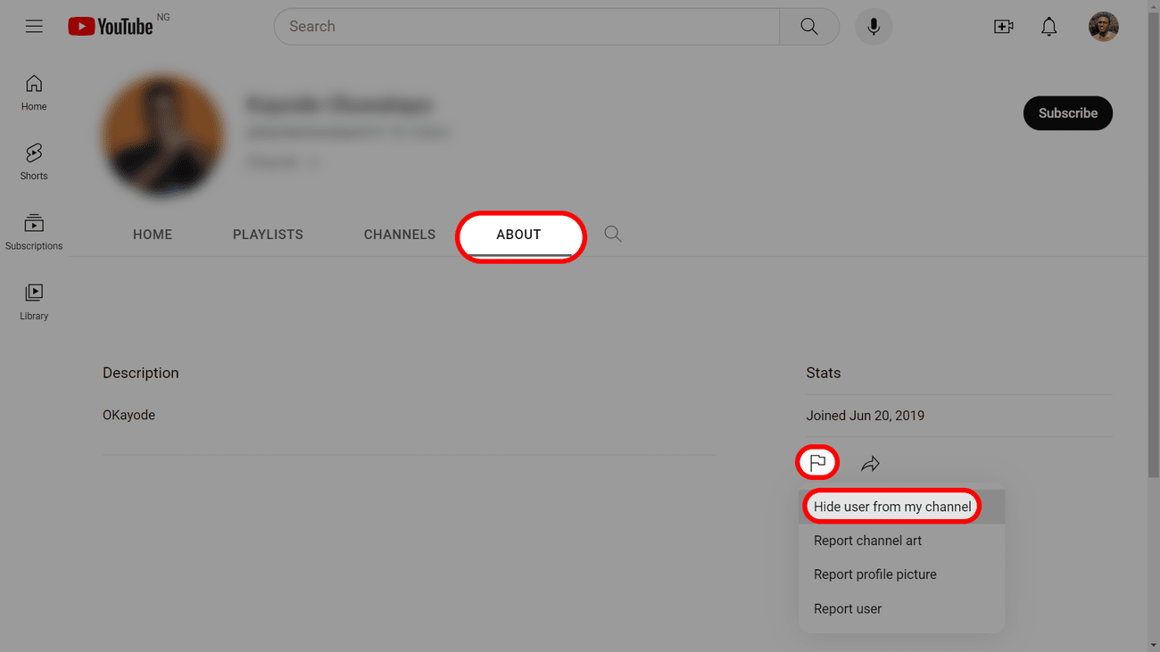 Αποκλεισμός καναλιού από το να σχολιάζει από υπολογιστή
