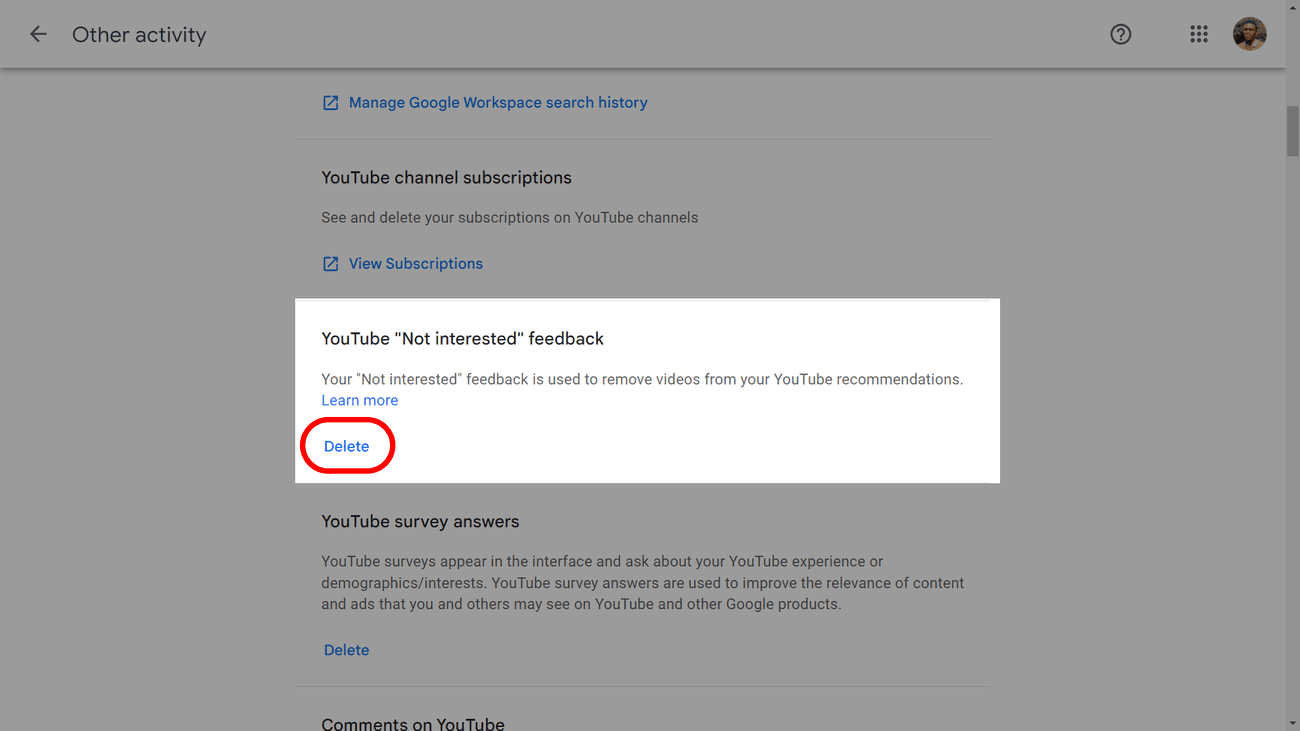 Διαγραφή του YouTube 