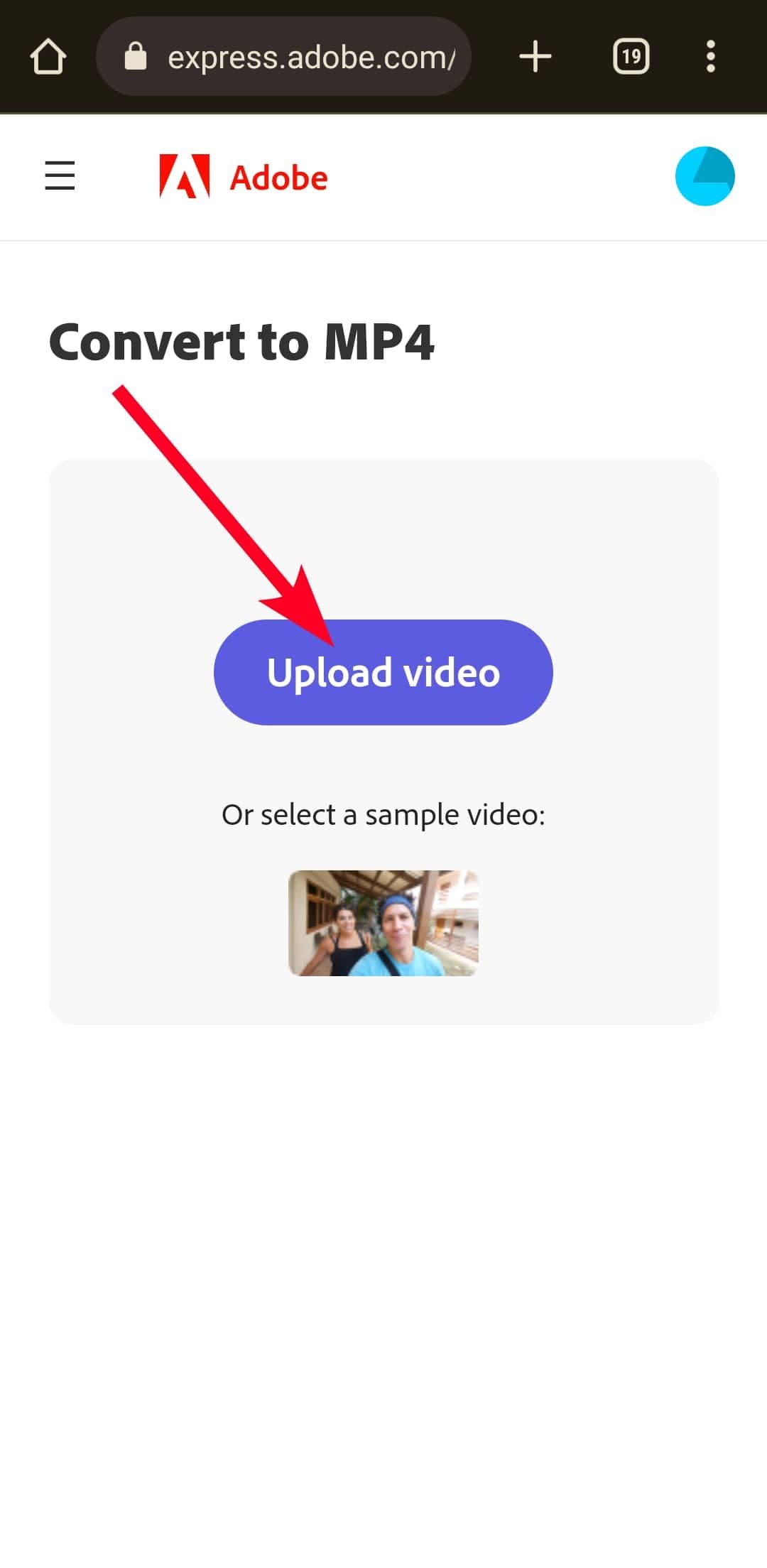Μεταφόρτωση ενός GIF στην ιστοσελίδα της Adobe Express
