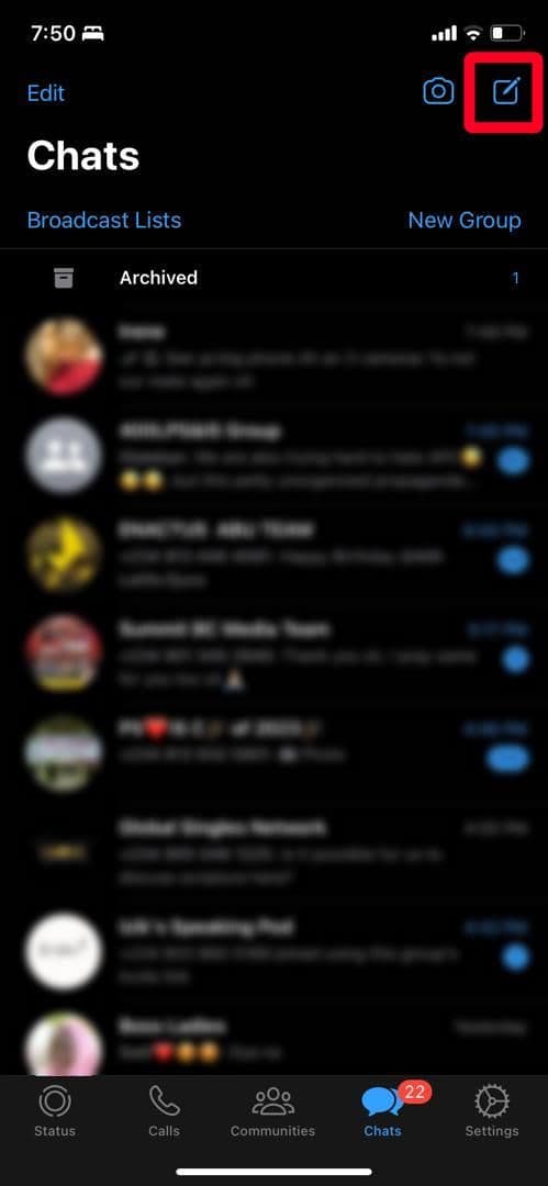 compose menu on WhatsApp