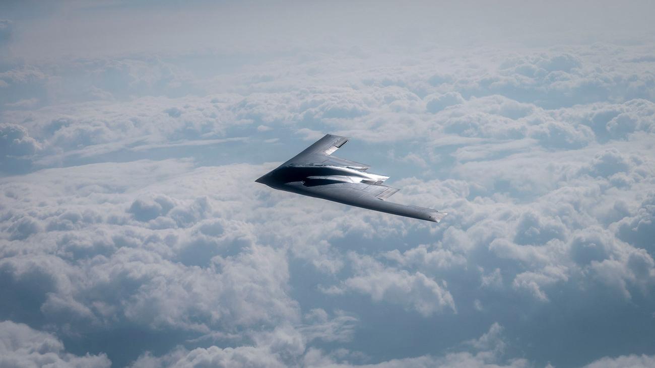 a b-2 bomber in flight