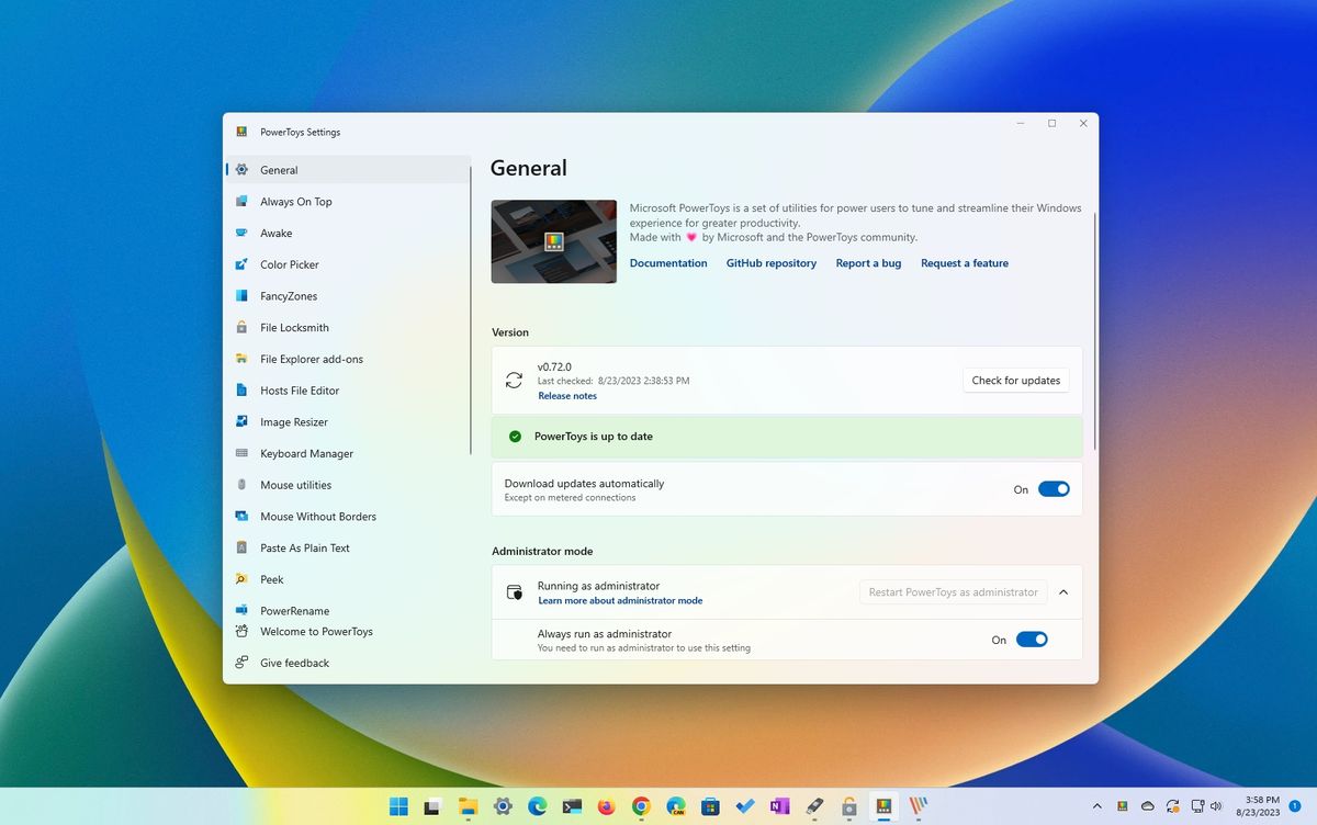 PowerToys general settings