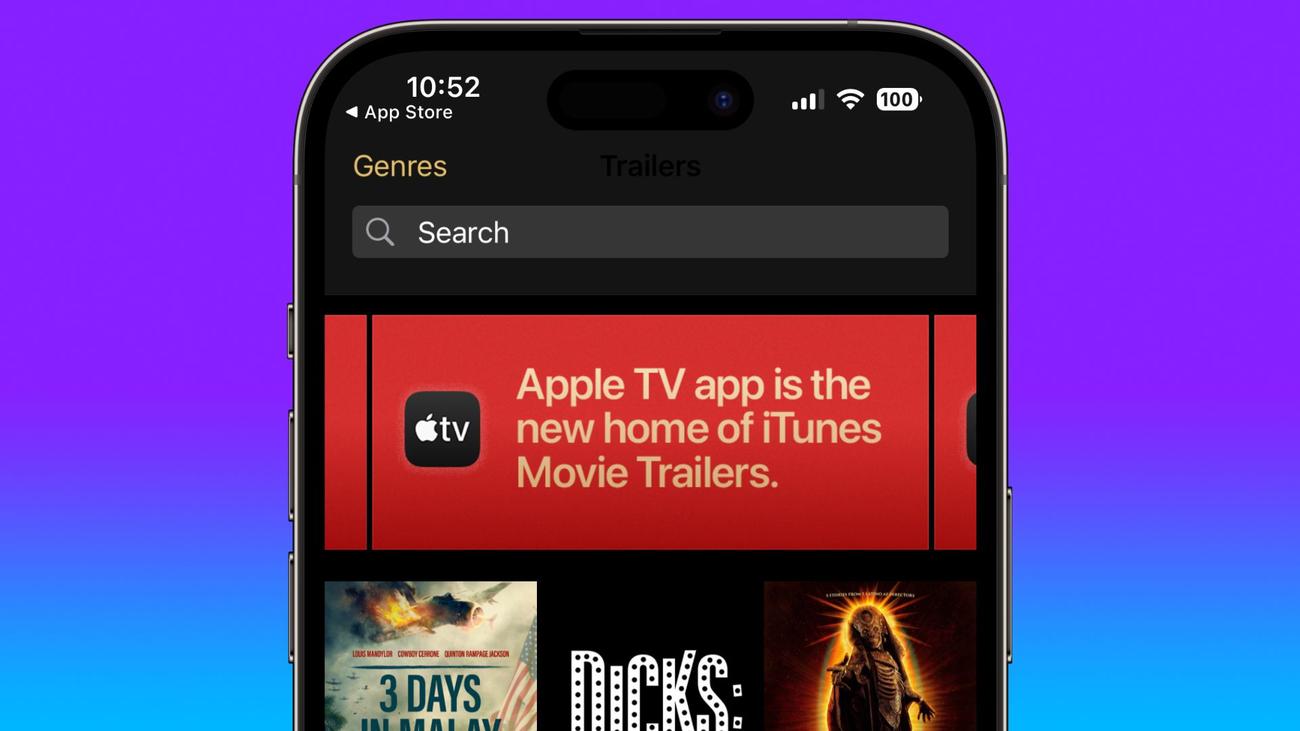 Εφαρμογή Apple to Sunset iTunes Movie Trailers, Μετακίνηση στην εφαρμογή TV