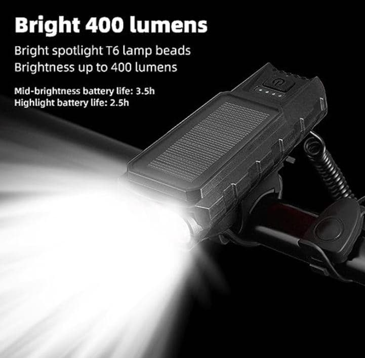 [ΜΠΟΜΠΑΑΑ] Φως και κόρνα για το ποδήλατό σας με ηλιακό πάνελ για φόρτιση στα 9.2€!!