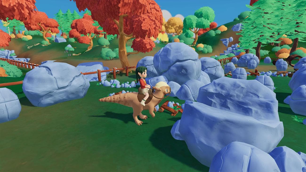 Ένας παχυκεφαλόσαυρος που βοηθά να σπάσει βράχους στο ράντσο.