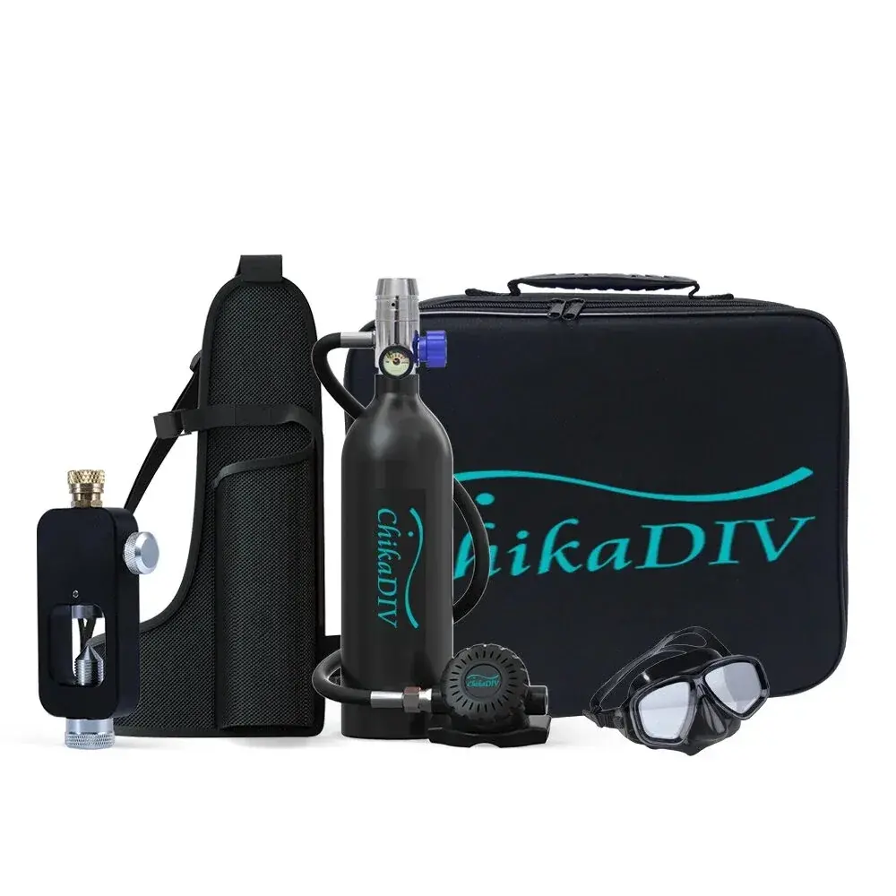 Chikadiv C400 : Σετ φιάλης κατάδυσης 1lt , με μάσκα, ρυθμιστή και μανόμετρο στα 179.3€