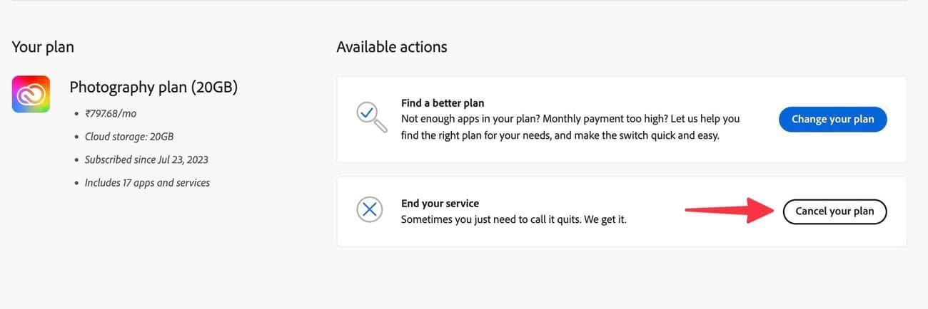 ακυρώστε το σχέδιο adobe