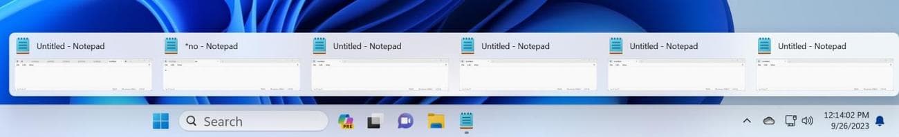 Στοιχεία γραμμής εργασιών των Windows 11 ομαδοποιημένα