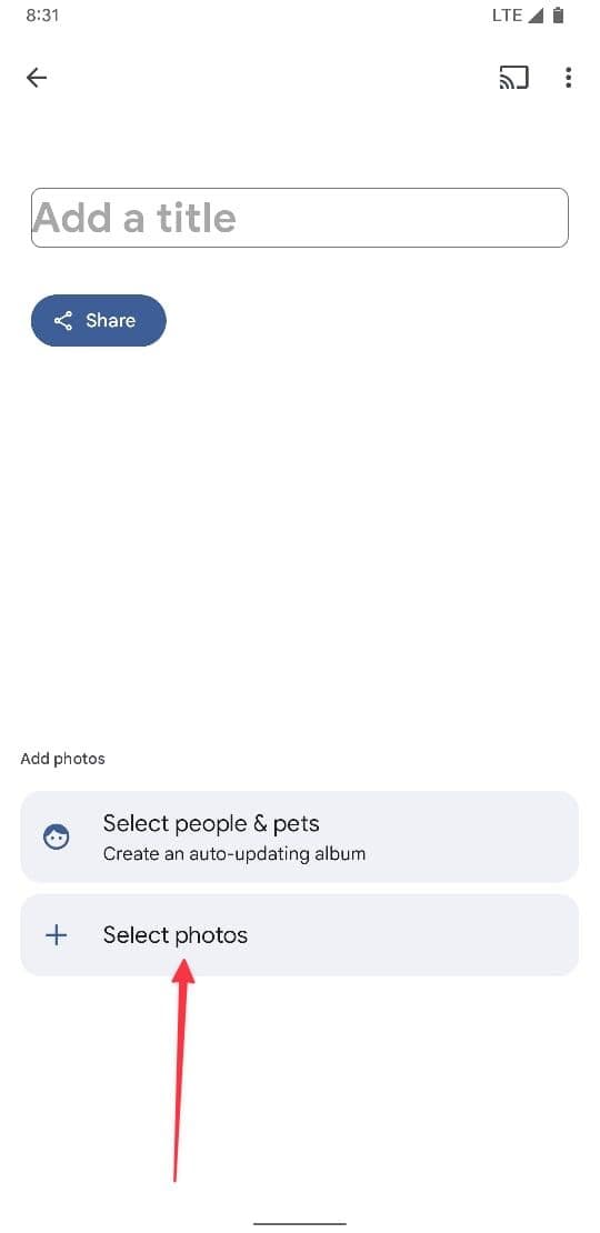 Δημιουργία στιγμιότυπου σελίδας νέου λευκώματος της εφαρμογής Google Photos