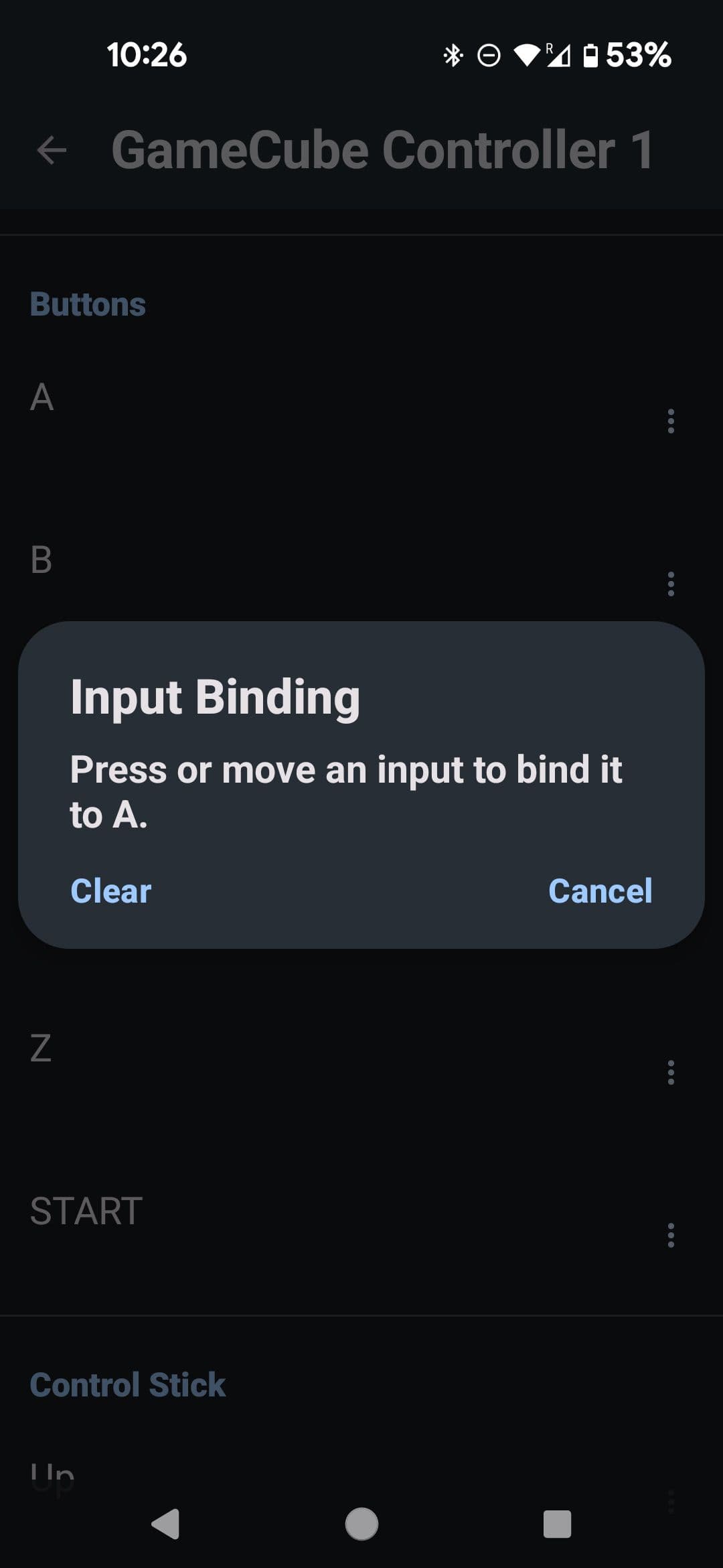 Διάλογος σύνδεσης εισόδου για φορητές συσκευές Dolphin Emulator