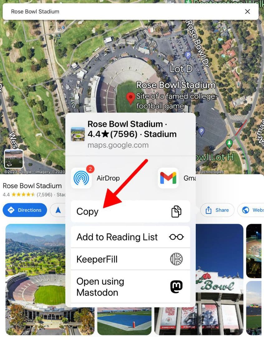Υποδεικνύεται αντίγραφο συνδέσμου τοποθεσίας Χαρτών Google