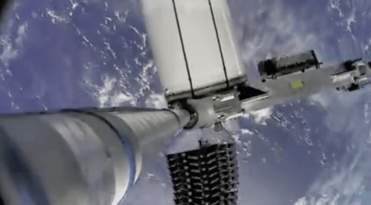 SpaceX Starlink satellites separate from payload adapter