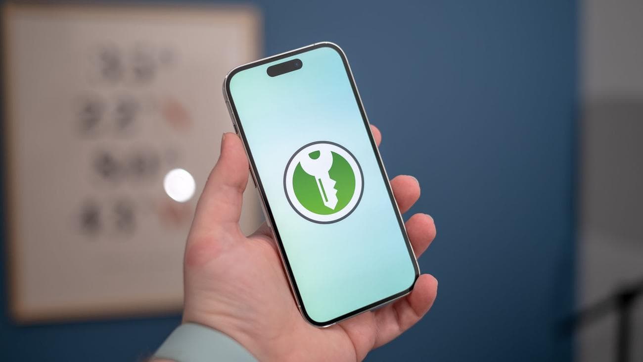 KeePassXC Password Manager logo on an Apple iPhone 14 Pro