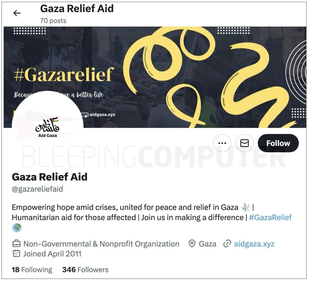 Λογαριασμός Twitter Aid Gaza