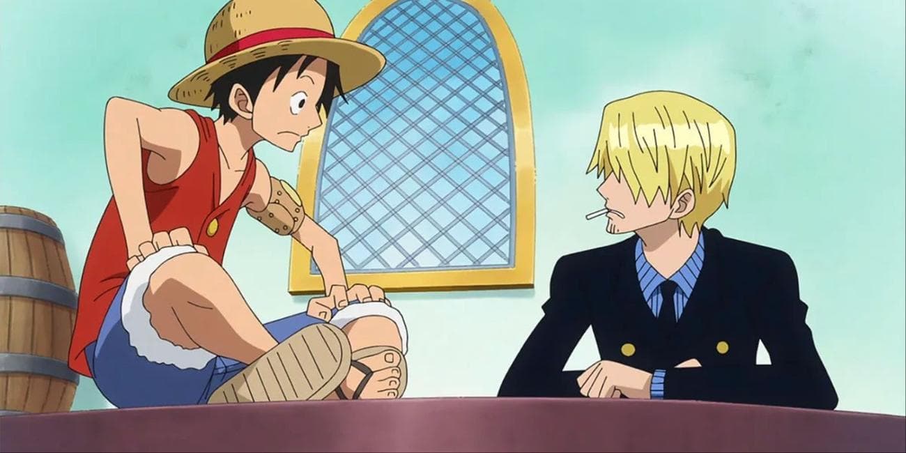 Ο Luffy και ο Sanji μιλούν ο ένας στον άλλο σε ένα κομμάτι