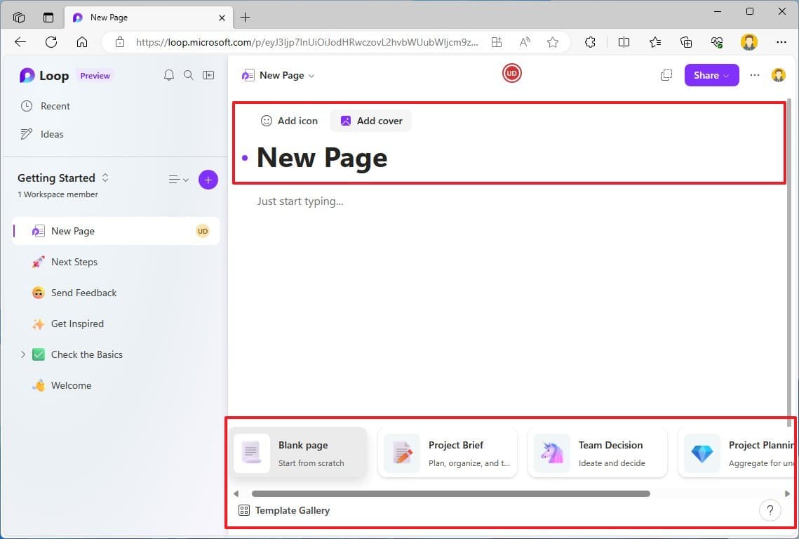 Κενή ρύθμιση σελίδας βρόχου