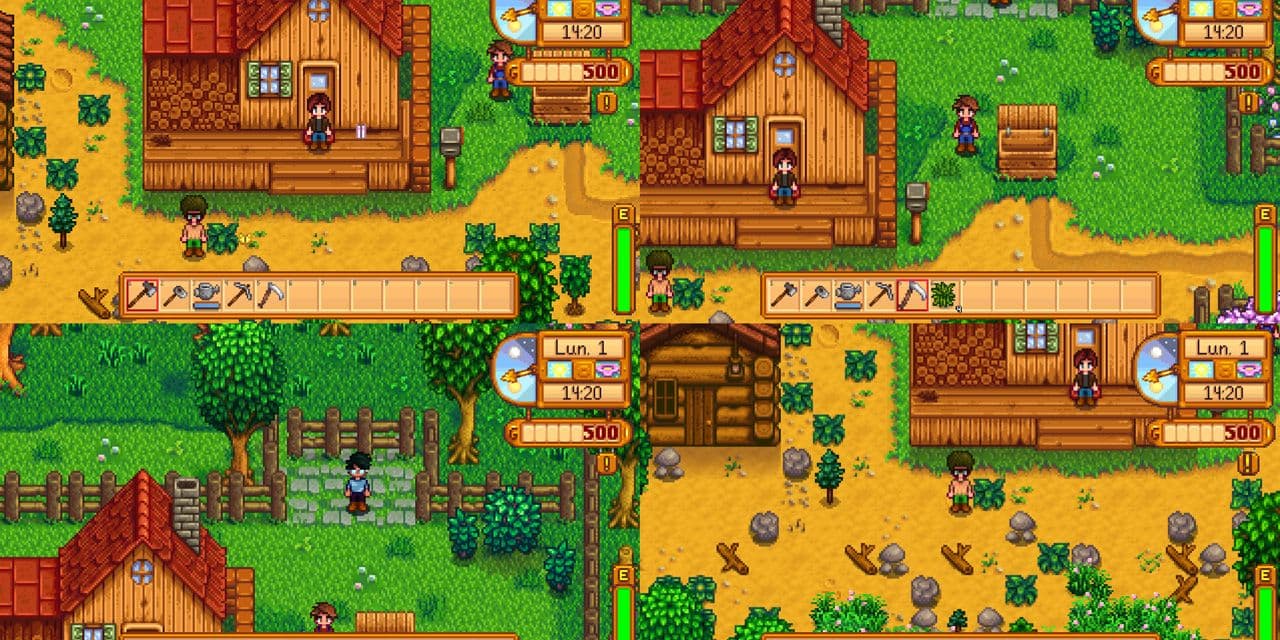 Split-screen in Stardew Valley