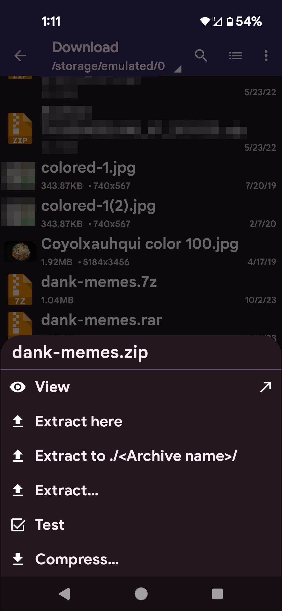 Αναδυόμενο παράθυρο εξαγωγής αρχείων ZArchiver