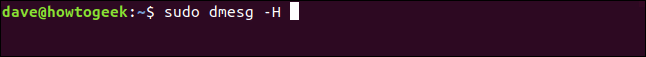 sudo dmesg -H σε ένα παράθυρο τερματικού