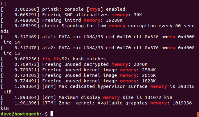 έξοδος από sudo dmesg |  grep -Ε 