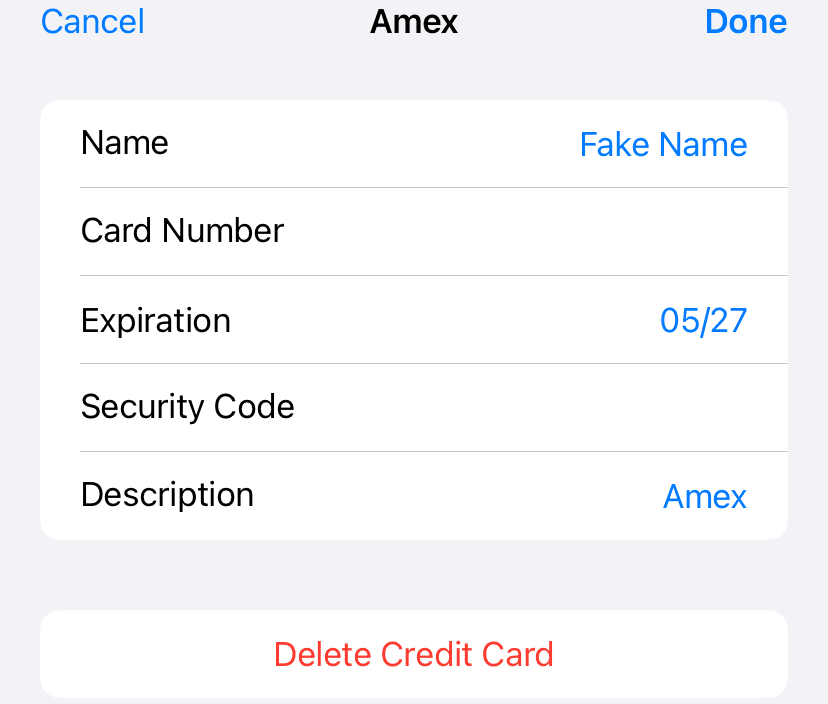 Διαγράψτε την κάρτα εάν θέλετε ή τροποποιήστε τυχόν λεπτομέρειες. 