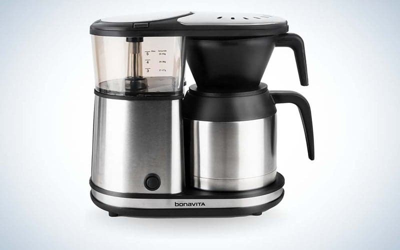 A stainless steel coffee makers with a thermal carafe from Bonavita.