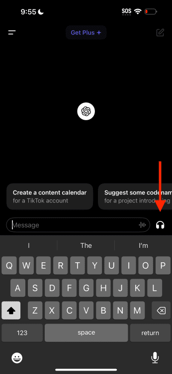 Εικονίδιο ακουστικών μέσα στην εφαρμογή ChatGPT