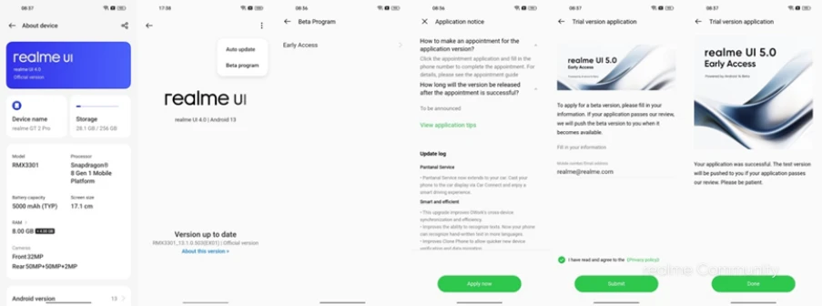 Πώς να εγγραφείτε στο Realme UI 5.0 Early Access [Android 14]?
