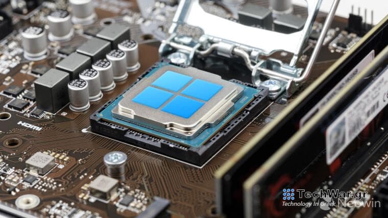 Windows 11 logo on an Intel chip