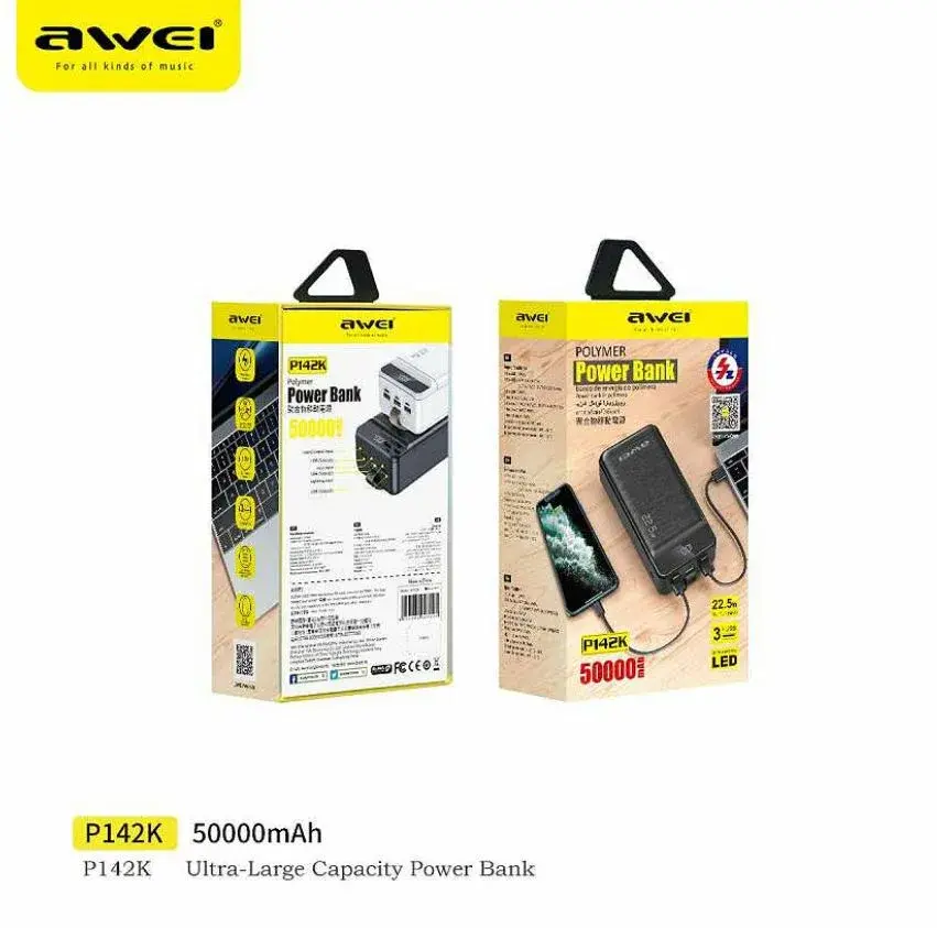 Awei P142K - Ένα PowerBank 50.000mAh με 3 Usb θύρες, 1 Type-C και 1 Lightning στα 50,2€!, Awei P142K – Ένα PowerBank 50.000mAh με 3 Usb θύρες, 1 Type-C και 1 Lightning στα 50,2€!, TechWar.GR