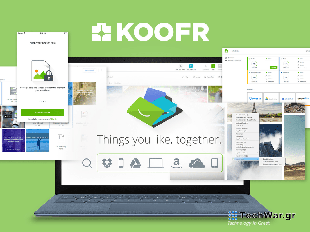 Koofr pulled up on a laptop.