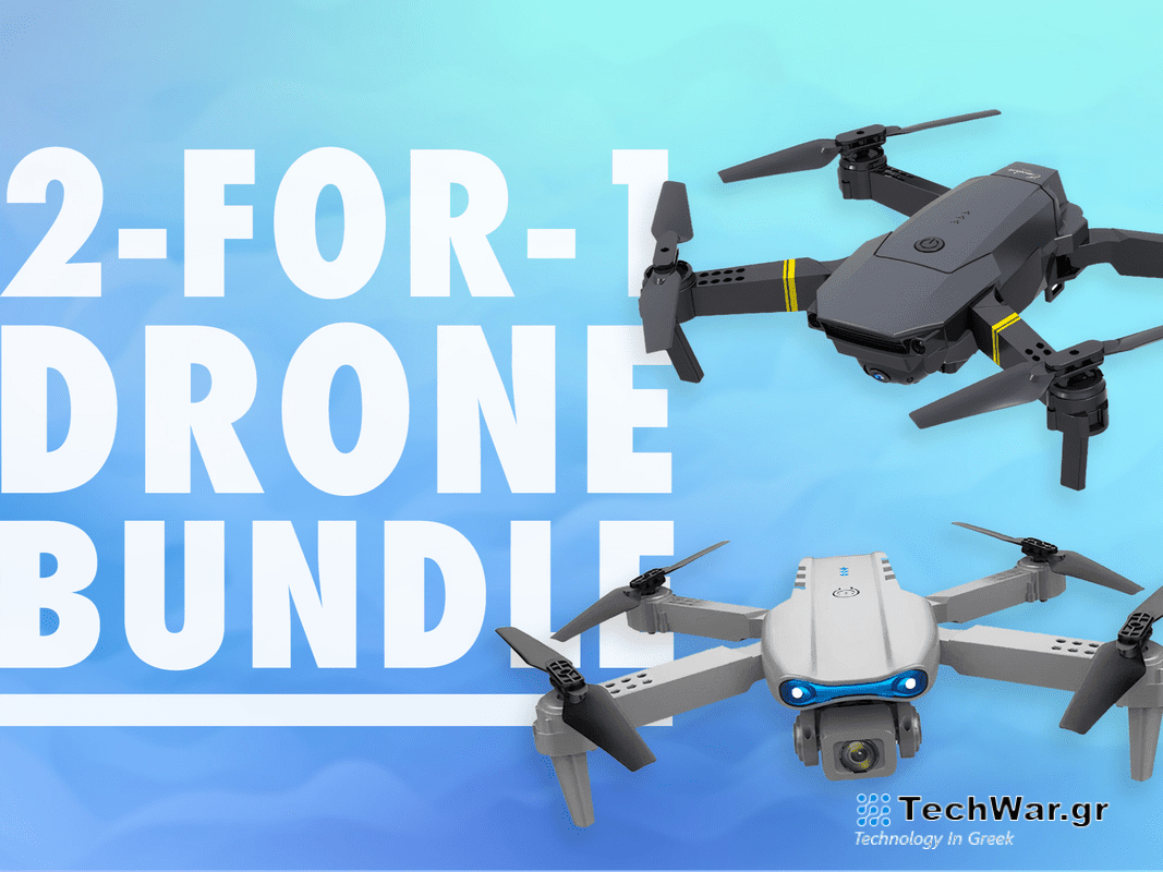 A drone advertisement on a blue background