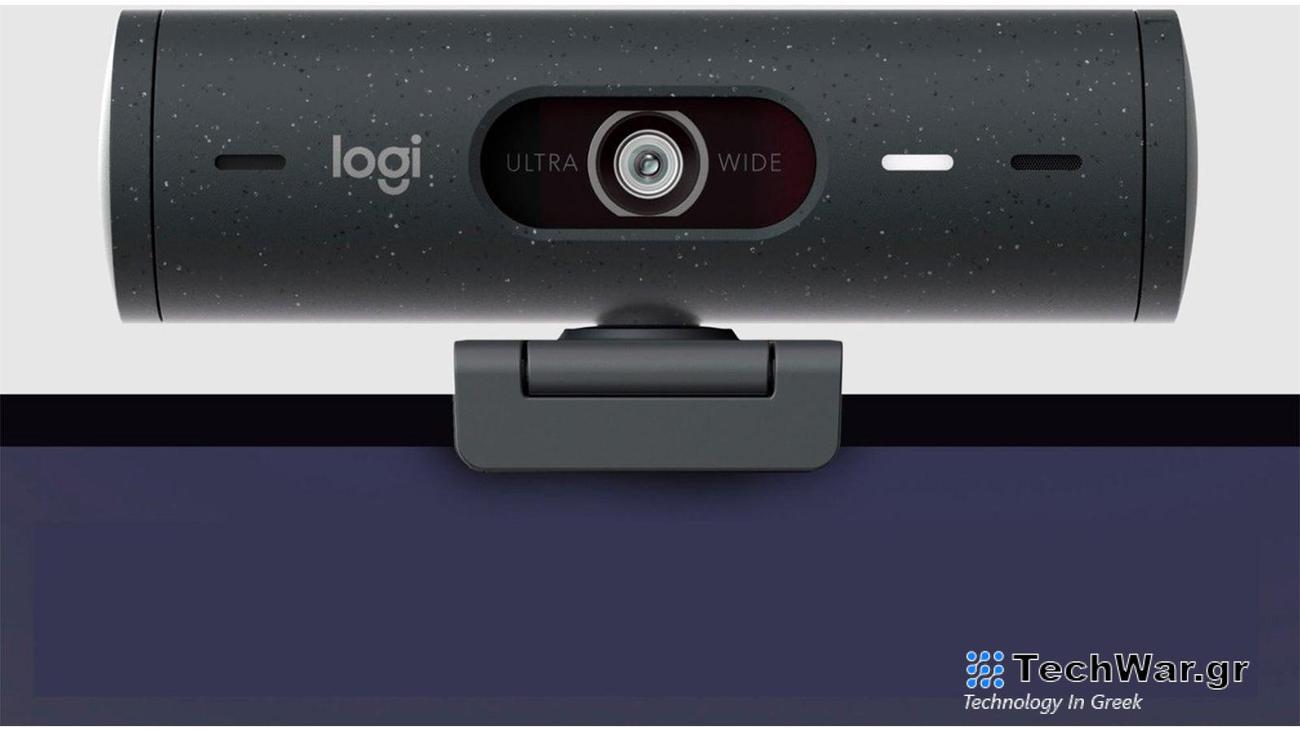 Logitech Logi webcam attached to the top of a monitor