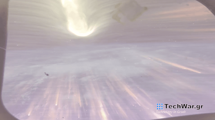 A view from inside the Orion spacecraft as it retunrs to Earth.