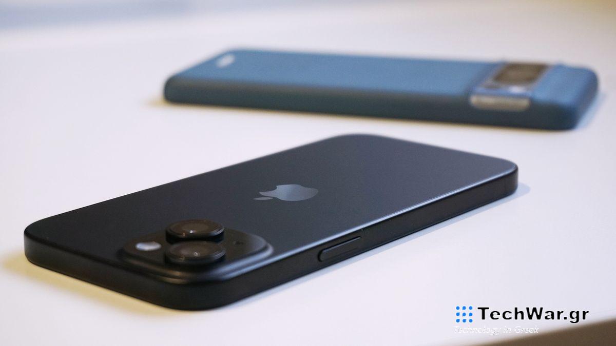 iPhone 15 foreground Google Pixel 8 Pro background