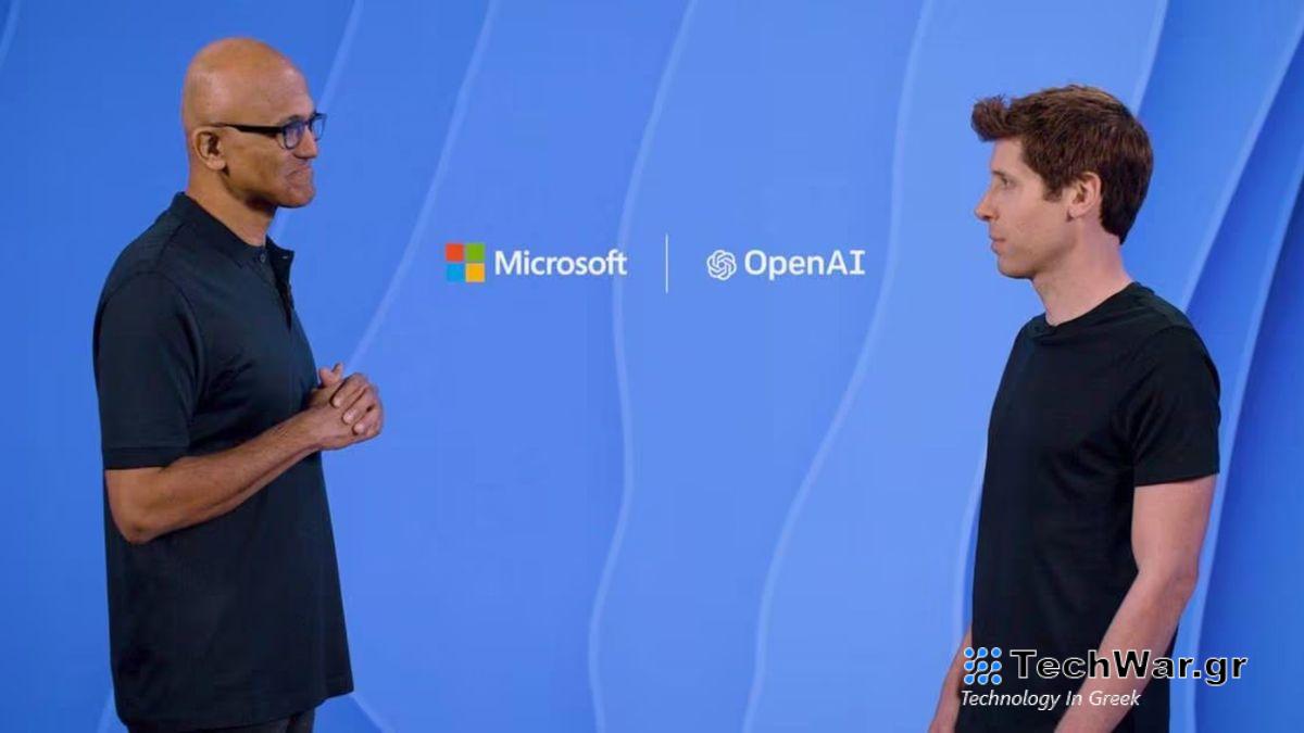 Satya Nadella with Sam Altman at a conference